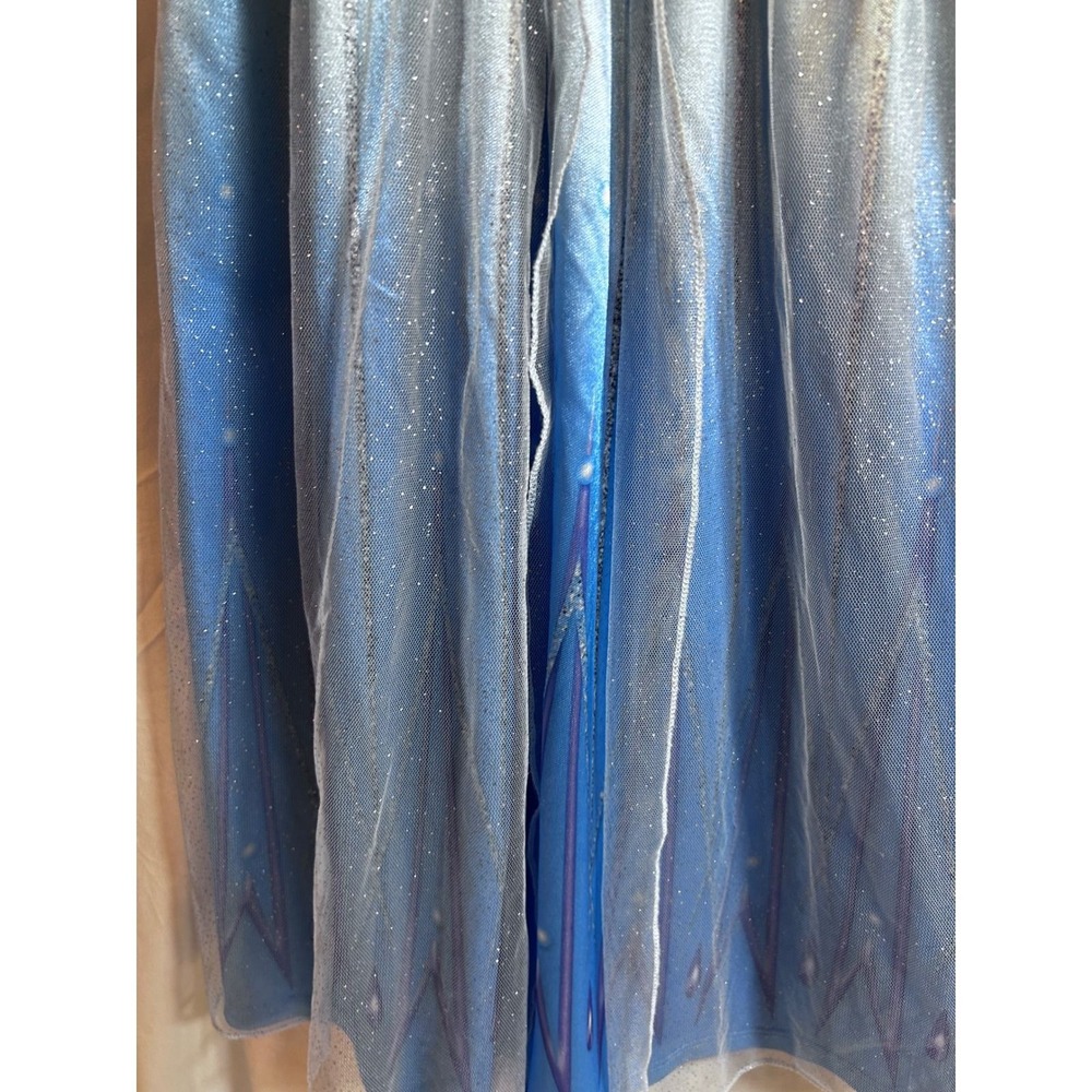 Disney Frozen Elsa Nightgown Size 6 Blue Glitter Tulle Sleepwear Dress Girls - Picture 3 of 4